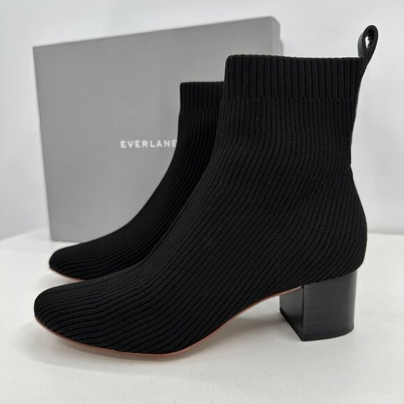 Everlane The Glove Boot in Black size 8 Women's Stretch Rib Knit Ankle Bootie - Picture 1 of 8
